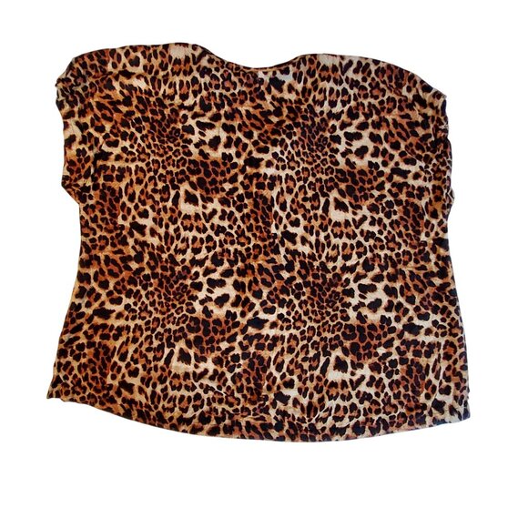 Ava & Viv Womens Leopard Print Top 2X Polyester Blend V-neckline Animal Print - Picture 2 of 10